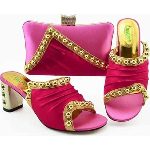 New Arrival Italian Design Nigerian Fashion Colorful Crystal Decoration Style Women Shoes and Bag Set With Streamer modeling