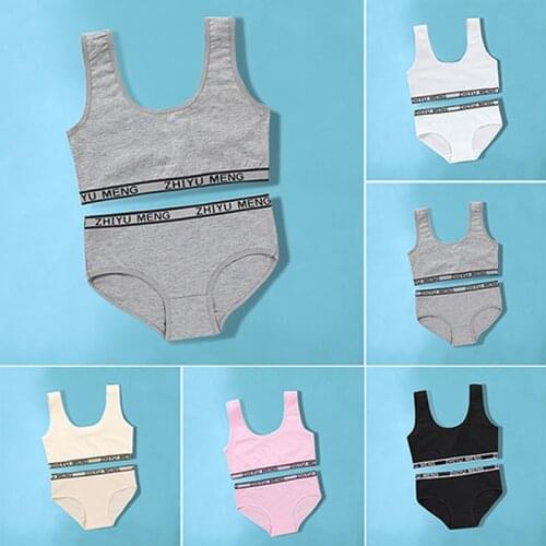 Teens Girls Bras Panties Underwear Sets Teenager Training Bra Girls Sports Bras Teenage Clothes Sets Puberty Students Vest 8-16Y