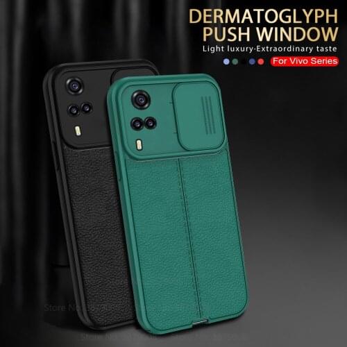 Lychee Pattern Leather Phone Cover For Vivo Y31 Y 51 Y20 Y20i Y20S Y17 Y12 Y3 Y11 U10 U3X Y11S Case Push Camera Shockproof Coque