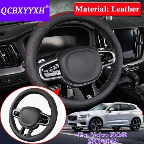 Car Styling Leather Steering Wheel Hub Cover For Volvo XC60 2018-2019 Car Steering Wheel Cover Internal Decoration Accessories
