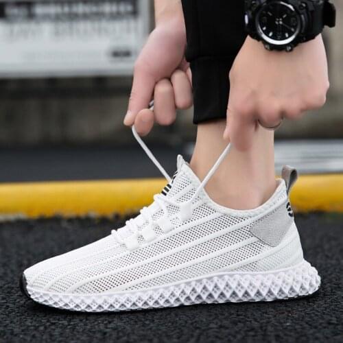 Damyuan Mens Mesh Breathable Sneakers Super Light Men Summer Casual Sports Shoes Comfortable Non-slip Male Running Shoes White