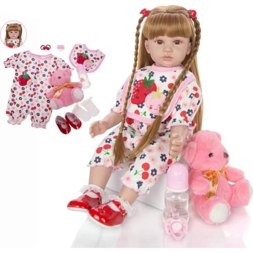 KEIUMI 24 Inch Bebes Reborn Baby Girl Doll 60 cm Soft silicone vinyl dolls lol Cloth Body Princess Doll Lifelike gift