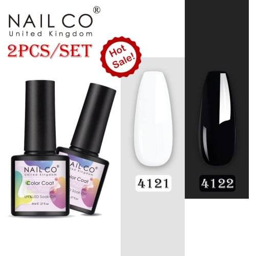 NAILCO Gel Nail Polish Set Nude Color Series Led Varnish Semi Permanent Nail lacquer 2Pcs/Set Black White Gel for Nail Art DIY
