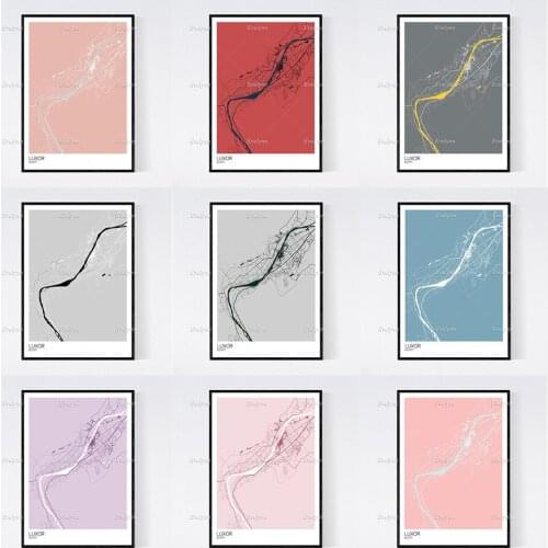 Luxor, Egypt Map Nordic Retro Minimalism Painting Posters and Prints on Canvas Wall Art Modular Pictures Home Decoration Cuadros