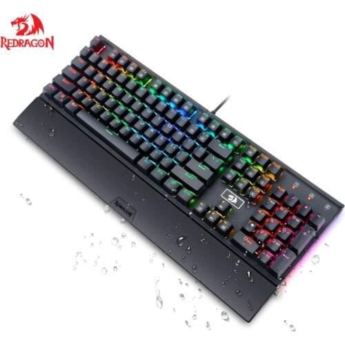 Redragon K567 RGB Backlit LED 104 keys Mechanical Keyboard with Wrist Rest Blue Switches Gaming Keyboard for Gamer