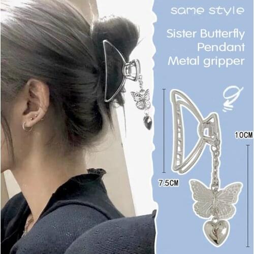 Metal Butterfly Hairpin Korean Butterfly Heart-shaped Metal Hair Claw Butterfly Hairpin Barrettes For Women Girls