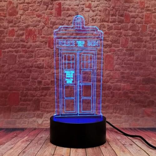 Flashing 3D Illusion LED Desk Nightlight Colorful Changing Light Model TARDIS Doctor Who Figure Toys