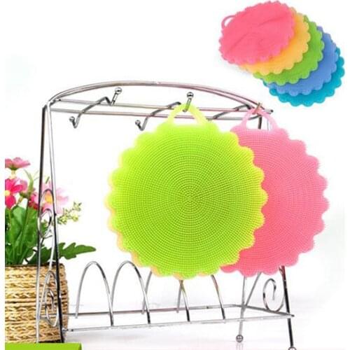 Multifunction Silicone Cleaning Brush Silicone Scouring Pad Silicone Dish Flower-Shaped Cleaning Appliance Brush Kitchen Tools