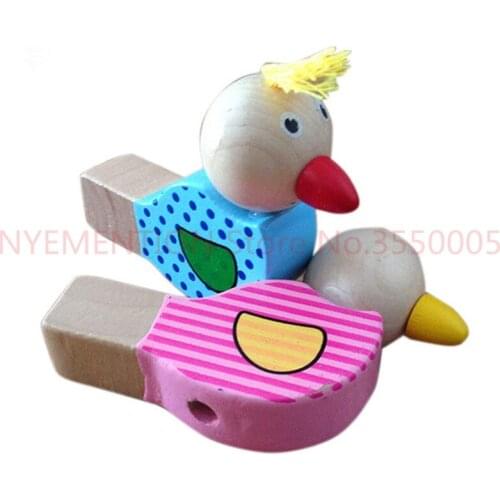 Cartoon bird whistle noise maker baby jewelry pendant wooden musical toys wooden toys toy musical instruments 20pcs