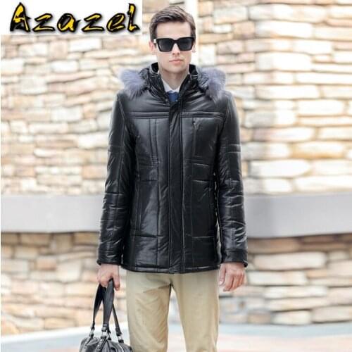 Hot Korean Plus Size Mens Sheep skin Leather jacket Men Warm Outwear Mens Winter Detachable hat Coats male Slim Fashion Jackets