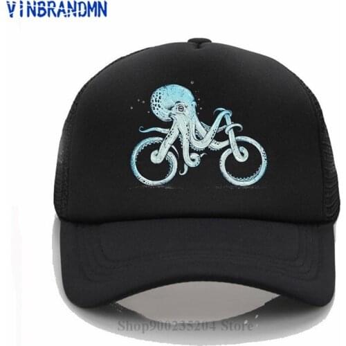 New Fashion Cartoon Octopus Bike Baseball cap Cool Funny Inspired Graphic summer hat Comfortable Cotton Adjustable Snapback hat