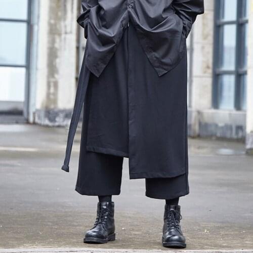 Original design dark line autumn and winter new casual pants men and women with the same paragraph skirt pants wide leg pants tr