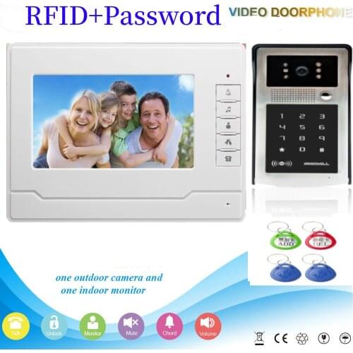 Fingerprint RFID Password Camera Access Unlock Video Door Intercom Entry System 7 Inch Monitor Video Door Phone Doorbell KIT