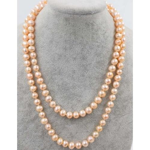 Freshwater pearl necklace pink 8-9mm near round 17" 24inch FPPJ wholesale beads nature