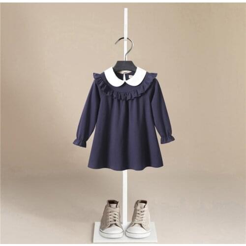 Baby Girl Dress 2020 New Clothes Autumn Brand Baby Girls Lapels Children Clothing England Style Cotton Straight Kids Dresses