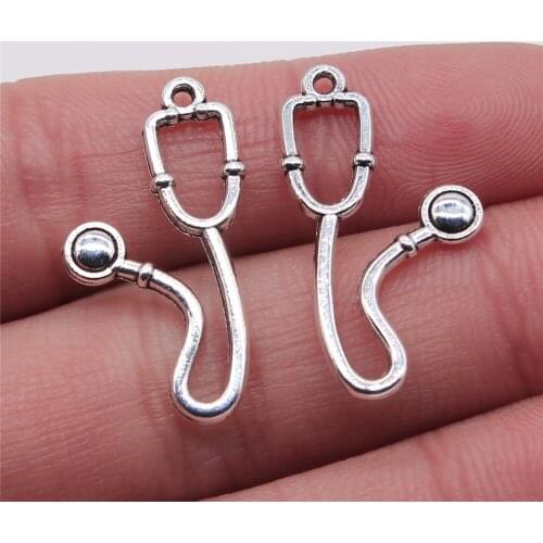 10pcs Charms Stethoscope 15x28mm Antique Silver Color Pendant Stethoscope Charms For Jewelry Making Jewelry Findings