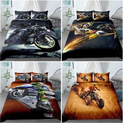 3D Lifelike Motorcycle Printing Duvet Bed Duvet Cover Twin Queen King Comforter Set High Quality Bed Linen Queen For Boys Adults