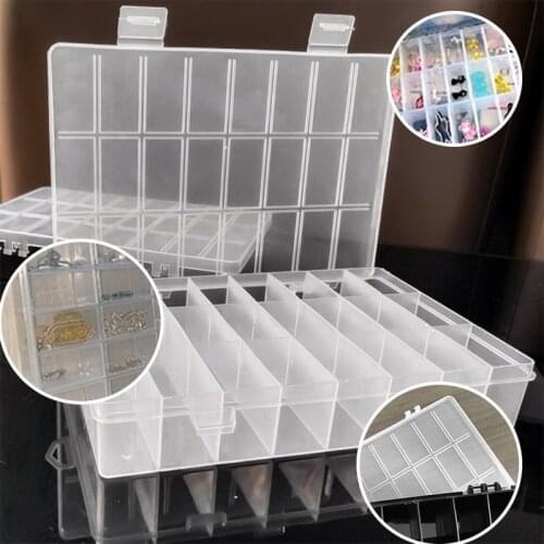Practical 24 Grids Compartment Plastic Storage Box Jewelry Earring Bead Screw Holder Case Display Organizer Container
