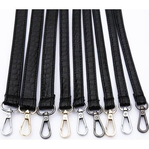 Crocodile Black Bag Strap DIY Adjustable Replacement PU Leather Shoulder Bag Straps, Belts for Handbags, Purses (4 Metal Colors)