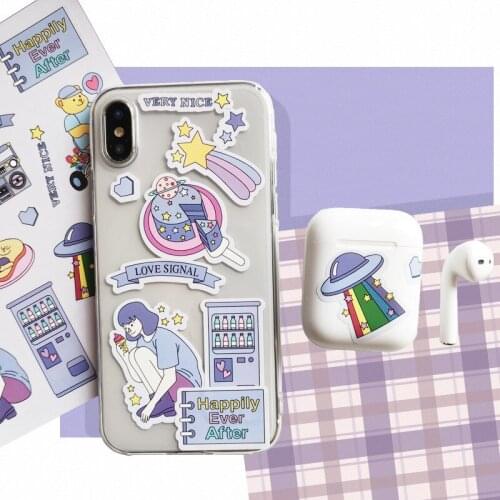 Cartoon Creative Purple Cute Stickers Waterproof Graffiti Post It Mobile Phone AirPods Stationery DIY Kawaii Decorative Sticker