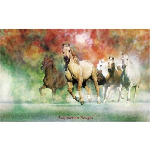Needlework for embroidery DIY French DMC High Quality - Counted Cross Stitch Kits 14 ct Oil painting - Group Horses Running