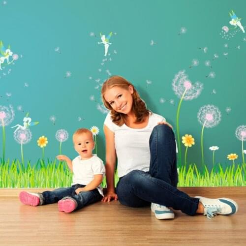 [SHIJUEHEZI] Dandelion Wall Stickers DIY Flowers Plants Wall Decals for Living Room Kids Bedroom Kitchen Decoration