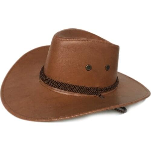 Americas most classic cowboy hat imitation leather cowboy hat mens rider hat панама fedora hat Panama rope accessories