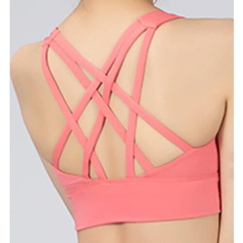 NWT Naked-feel Fabric Anti-sweat Pro Training Yoga Fitness Bras Crop Tops Women Push Up Shockproof Running Sports Bras Top
