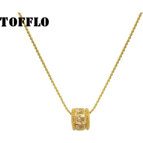 TOFFLO Stainless Steel Jewelry Full Zircon Ring Exquisite Necklace Earrings Womens Fashion Jewelry Set BSF439