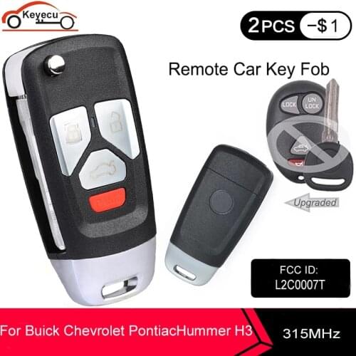 KEYECU Upgraded Flip Remote Car Key Fob 4Buttons 315MHz ID46 for Buick Chevrolet PONTIAC HUMMER H3 FCC ID: L2C0007T 10335582-88