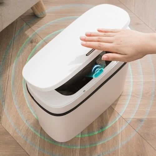 Intelligent Sensor Trash Can Toilet Automatic Cover Narrow Seam Smart Garbage Bin Toilet Paper Basket Living Room Bathroom