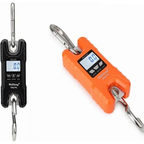 Mini Crane Scale 500kg/100g Portable Heavy Duty Digital Stainless Steel Hook Scales Loop Livestock Fishing Weighing Balance LCD
