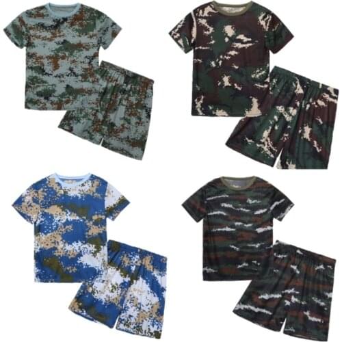 Military Uniform For Kids Training Suit Boy Special Force Combat Jacket Short Pants Set Army Camouflage Children Soldier Clothes