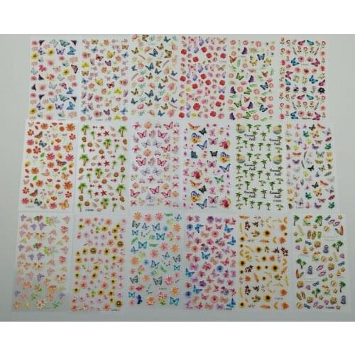 Wholesal Butterfly Flowers 5D Embossed Temporary Tattoo Nail Art Stickers Manicure DIY Decals Decoration Design