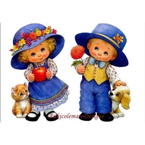 Needlework for embroidery DIY French DMC High Quality - Counted Cross Stitch Kits 14 ct Oil painting - Boy and Girl