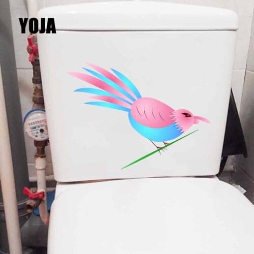 YOJA 23X16.9CM Hand Painted Wall Sticker Cartoon Birds Toilet Decal Kids Room Decoration Art Mural T5-0727