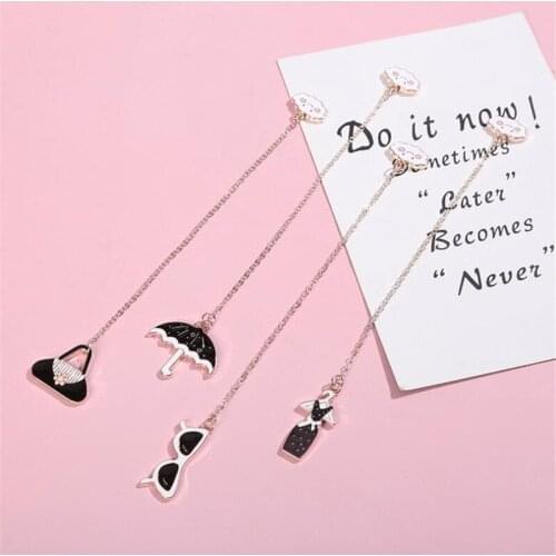3pcs Fashion Black Metal Bookmark Cute Bookmarks Pendant Alloy Page Book Holders Pendant Learning Stationery Decoration Gift