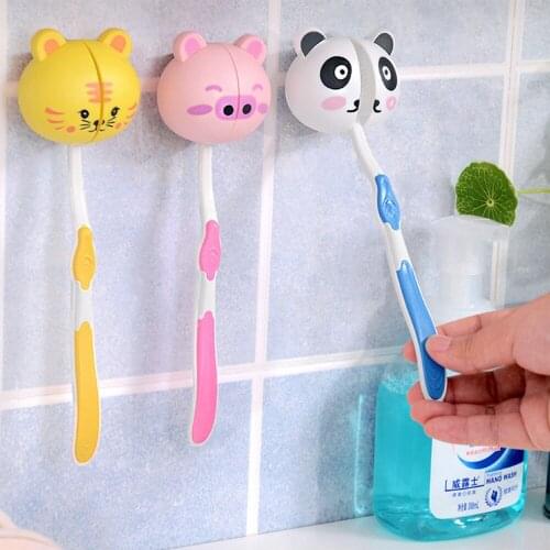 1PC Lovely Cartoon Animal Head Toothbrush Holder Stand Cup Mount Suction toothpaste accesory tandenborstel opbergdoos c1