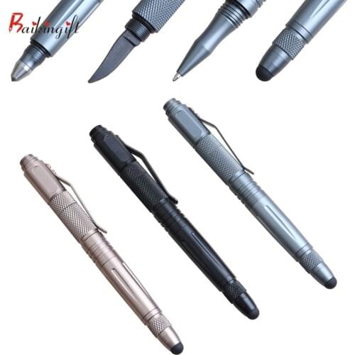 1PCS Baikingift Hot selling MultiFunction Pen Self defense Metal Touch pen useful Tactical Glassbreaker Pen good gift pen