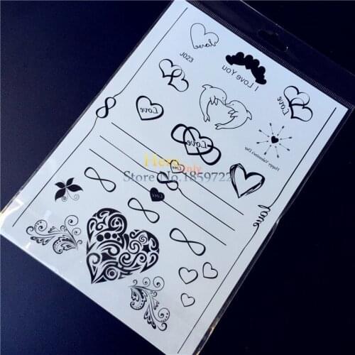 1PC Flash Waterproof Temporary Tattoo Sticker Cute Dolphin Heart Bracelets for sexy lady Fake Tattoo On Arm Chest Shouler HBJ023