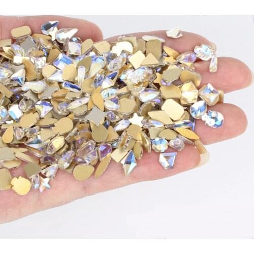 100PCS Random Nail Rhinestones Feel free to match flat crystal irregular diamonds 3D Manicure Nail Art Decoration Charms Jewelry