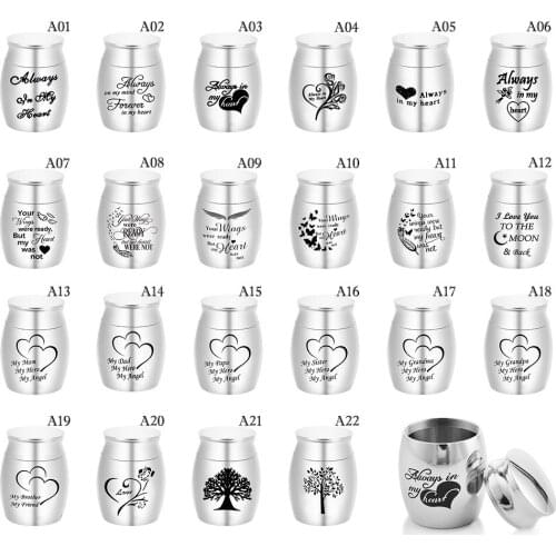 22 Styles 30x40mm Metal Cremation Jewelry Ashes Holder Small Keepsake Memorial Dad Mom Pet Urn Pendant Human Ashes Urns