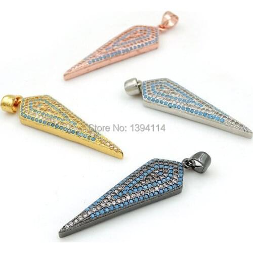 35*10*3mm Micro Pave Kallaite&Clear CZ Arrow Charms Fit For Making DIY Necklaces Jewelry