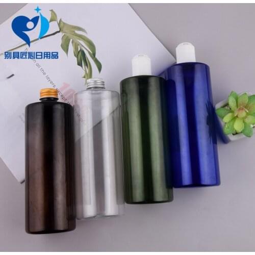 500ml Multicolor Plastic Discharge Makeup Water Bottle with Silver/Golden Aluminum Cap Refillable Dispensing Bottles