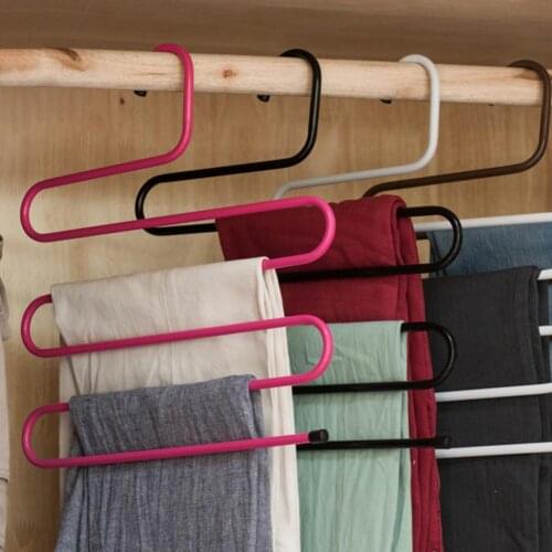 60% Hot Sales!!! Storage Rack Stainless Steel Multifunction Firm S-Type Layers Trouser Hanger for Closet