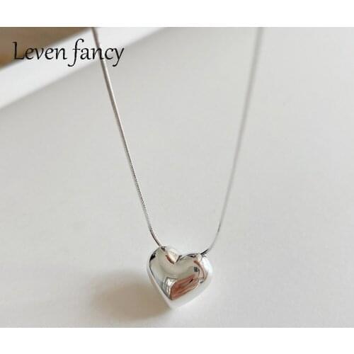 925 Sterling Silver Snake Bone Chain Choker Puff Heart Pendant Necklace for Women Girls Punk Jewelry Wedding Gift for Girlfriend