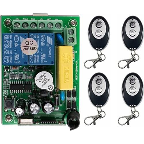 AC 220V 2CH 2 CH Wireless RF Remote Control Light Switch 10A Relay Output Radio Receiver Module+metal Transmitter