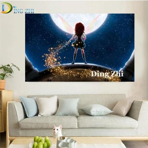 5D Diamond Painting Home Decor Diy Cross Stitch Cartoon Fairy Moon Wings Full Square Round Drill Embroidery Mosaic Needlework