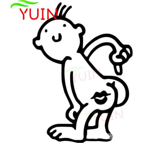 Car Sticker Play Cool Fun Kiss My Ass Decal Creative PVC Body Decoration Waterproof and Anti-ultraviolet Cartoon Decals