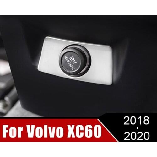 For Volvo XC60 2018 2019 2020 Stainless Steel Car Rear Cigarette Iighter Panel Decoration Sticker Trim Interior Accessories